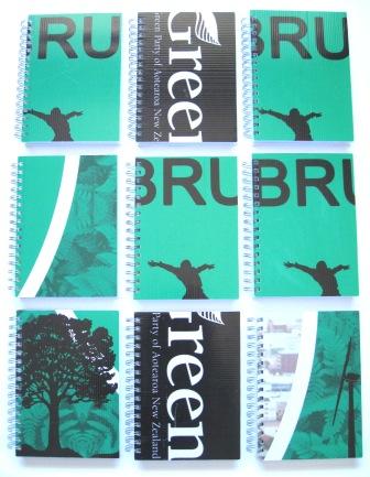 Recycled coreflute notebooks commissioned by Paul Bruce.